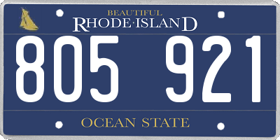 RI license plate 805921