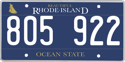 RI license plate 805922