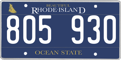 RI license plate 805930