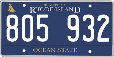 RI license plate 805932