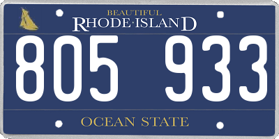 RI license plate 805933