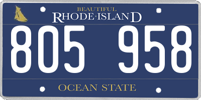 RI license plate 805958