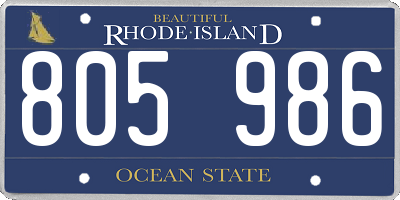 RI license plate 805986