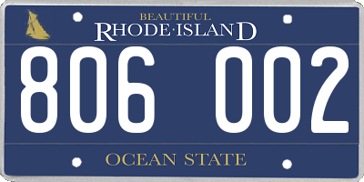 RI license plate 806002