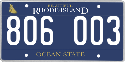 RI license plate 806003