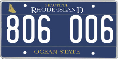 RI license plate 806006