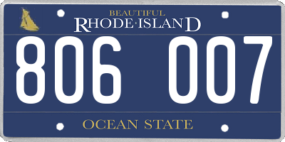 RI license plate 806007