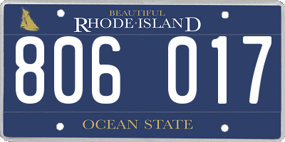RI license plate 806017