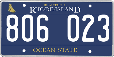 RI license plate 806023