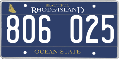 RI license plate 806025