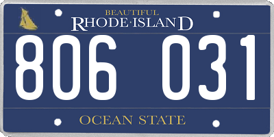 RI license plate 806031
