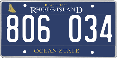 RI license plate 806034