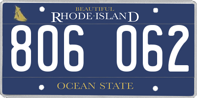 RI license plate 806062