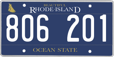 RI license plate 806201