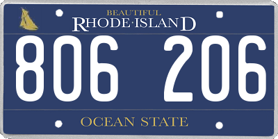 RI license plate 806206