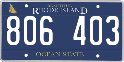 RI license plate 806403