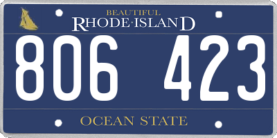 RI license plate 806423