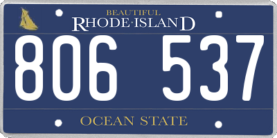 RI license plate 806537