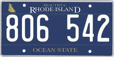 RI license plate 806542