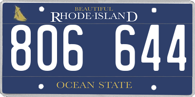 RI license plate 806644