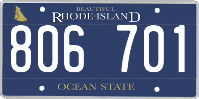 RI license plate 806701