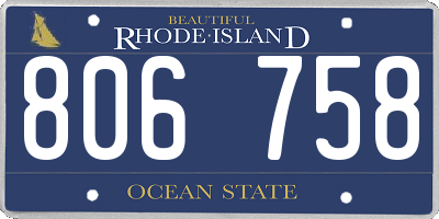 RI license plate 806758