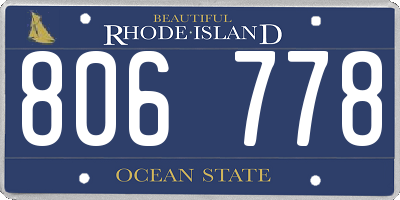 RI license plate 806778