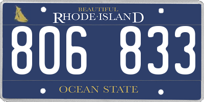 RI license plate 806833