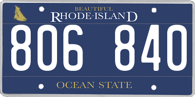 RI license plate 806840