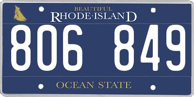 RI license plate 806849