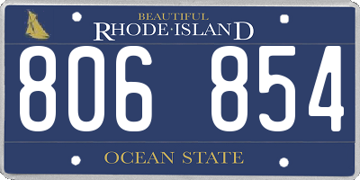 RI license plate 806854