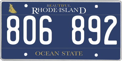 RI license plate 806892