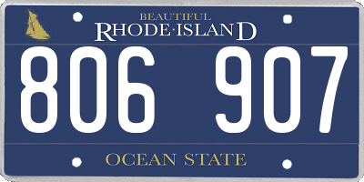 RI license plate 806907