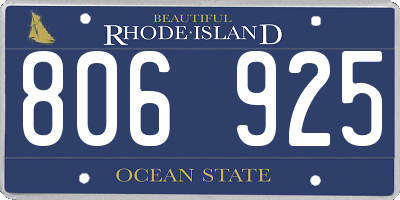 RI license plate 806925