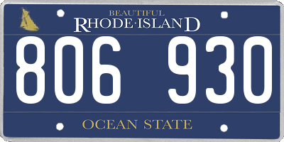 RI license plate 806930