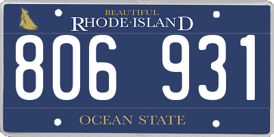 RI license plate 806931