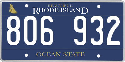 RI license plate 806932