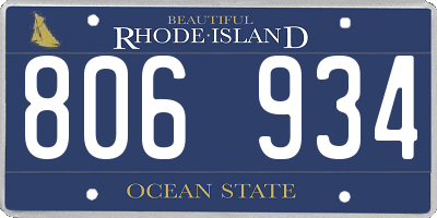 RI license plate 806934
