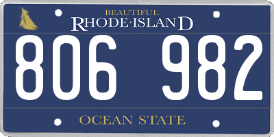 RI license plate 806982