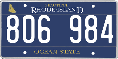 RI license plate 806984