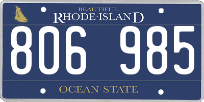 RI license plate 806985