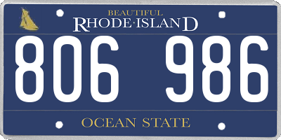 RI license plate 806986