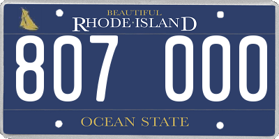 RI license plate 807000