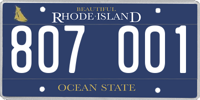 RI license plate 807001