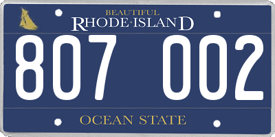 RI license plate 807002