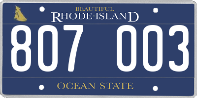 RI license plate 807003