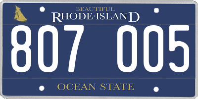 RI license plate 807005