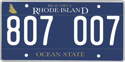 RI license plate 807007