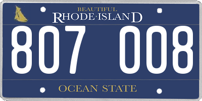 RI license plate 807008