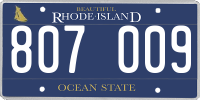 RI license plate 807009